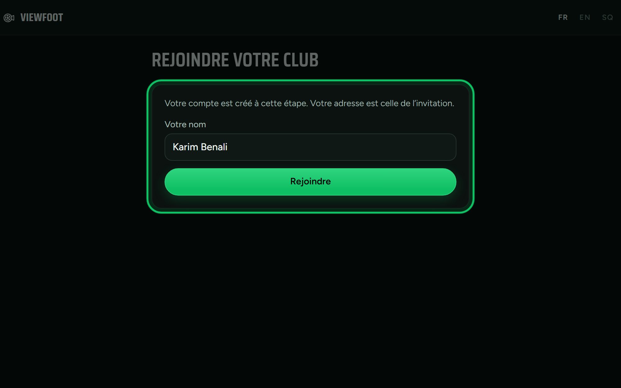 Écran : Rejoignez votre club
