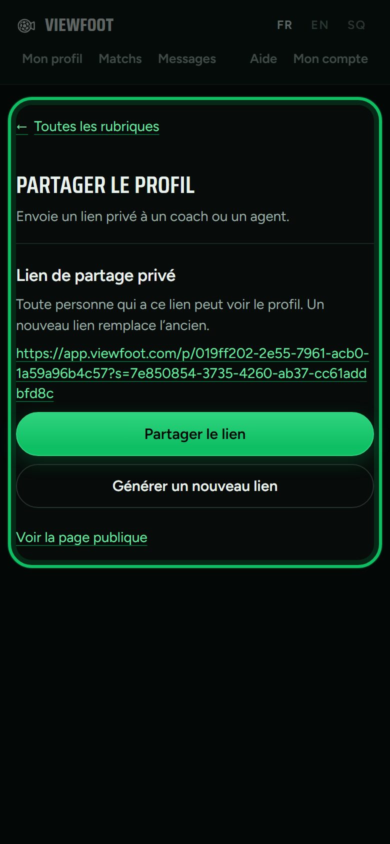Écran : Partage ton lien