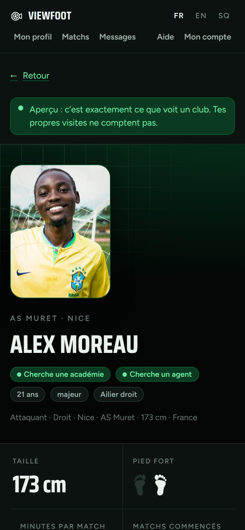 Écran : Regarde ta fiche comme un club