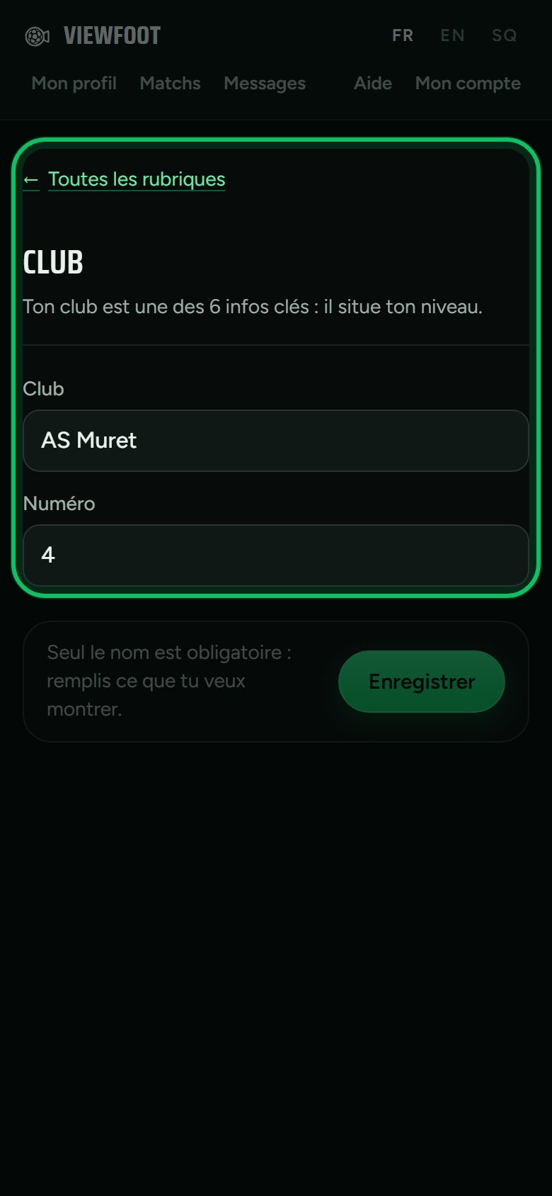 Écran : Ton club