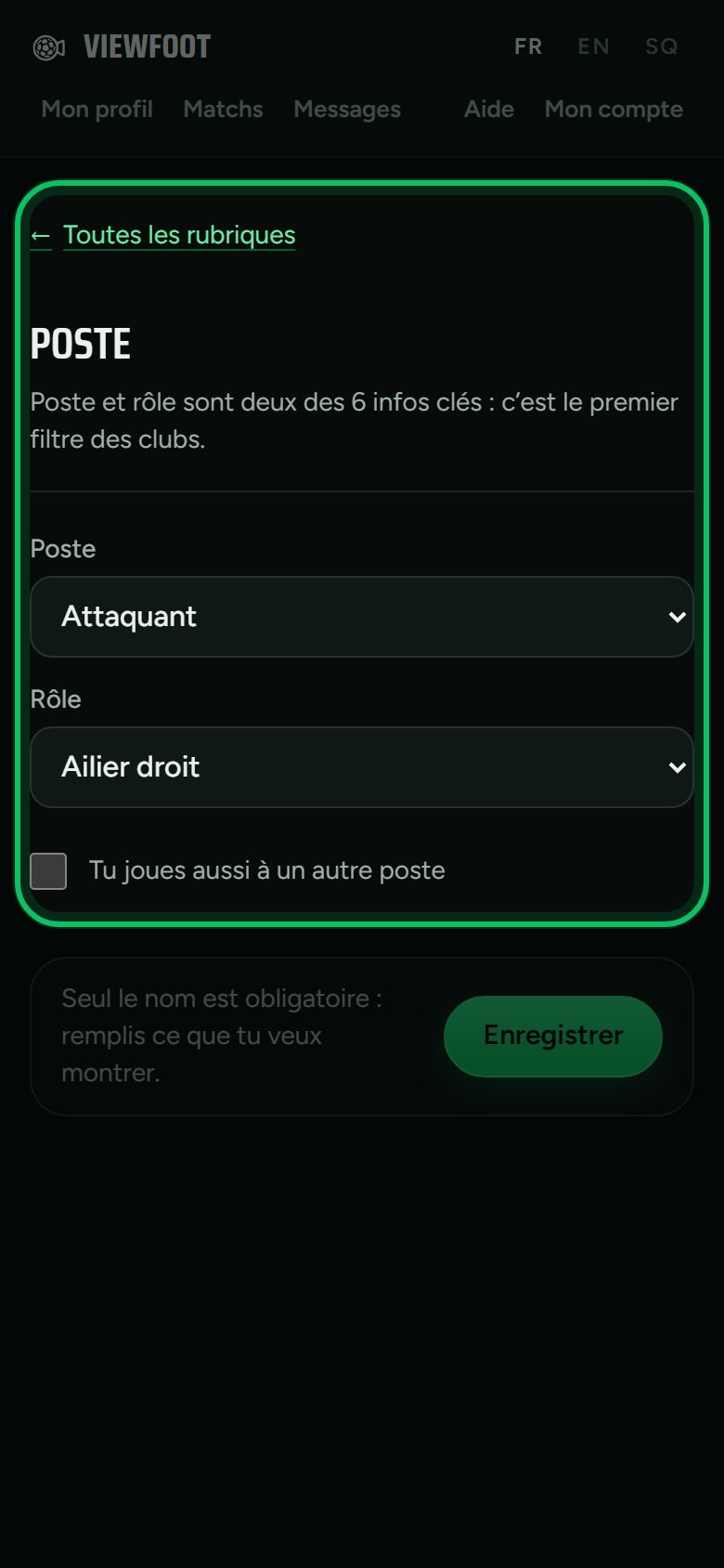 Écran : Ton poste et ton rôle